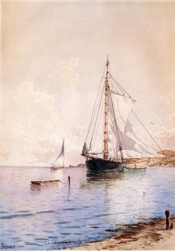 Alfred Thompson Bricher Painting - Drying the Main at Anchor beachside Alfred Thompson Bricher